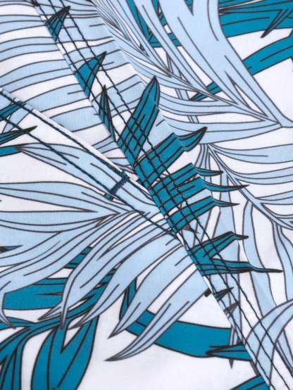 Waist Swim Trunks With Tropical Print-Waves And Trunks