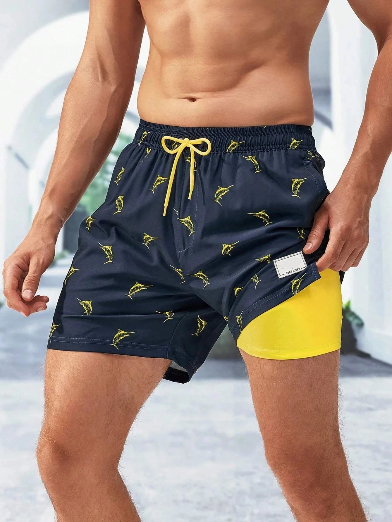 Whale Print 2 In 1 Swim Trunks-Waves And Trunks