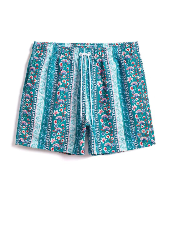 Floral Striped Printed Swim Shorts-Waves And Trunks