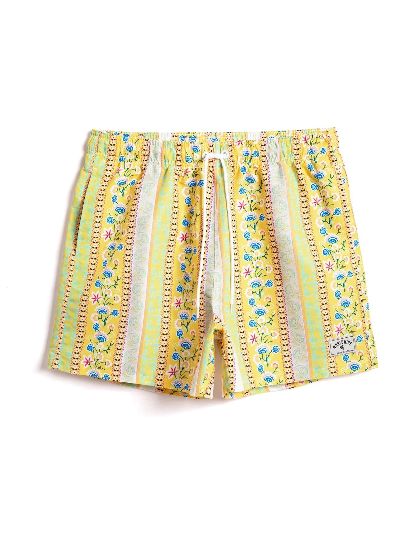 Floral Striped Print Swim Trunks-Waves And Trunks