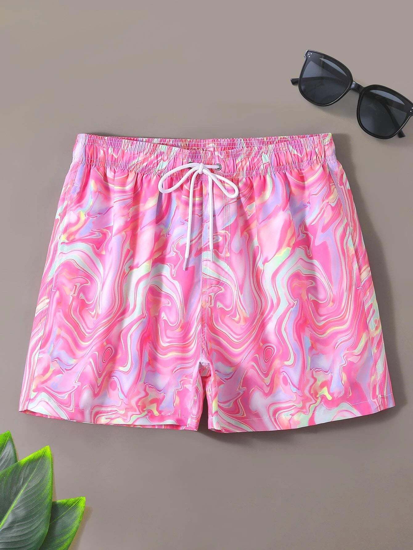Casual Printed Swim Trunks-Waves And Trunks