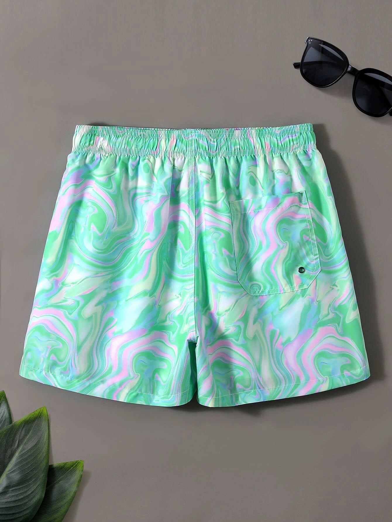 Casual Printed Swim Trunks-Waves And Trunks