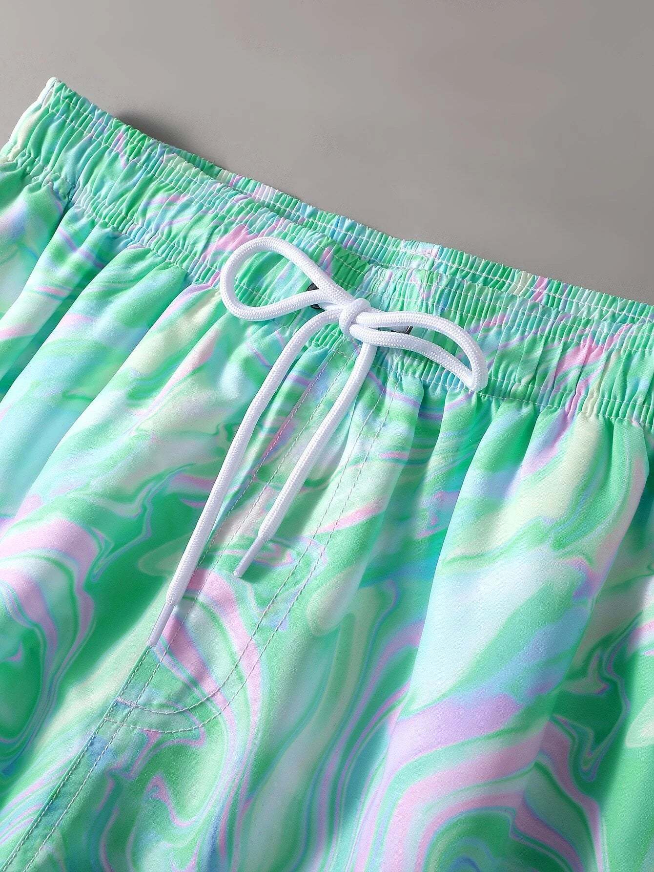 Casual Printed Swim Trunks-Waves And Trunks