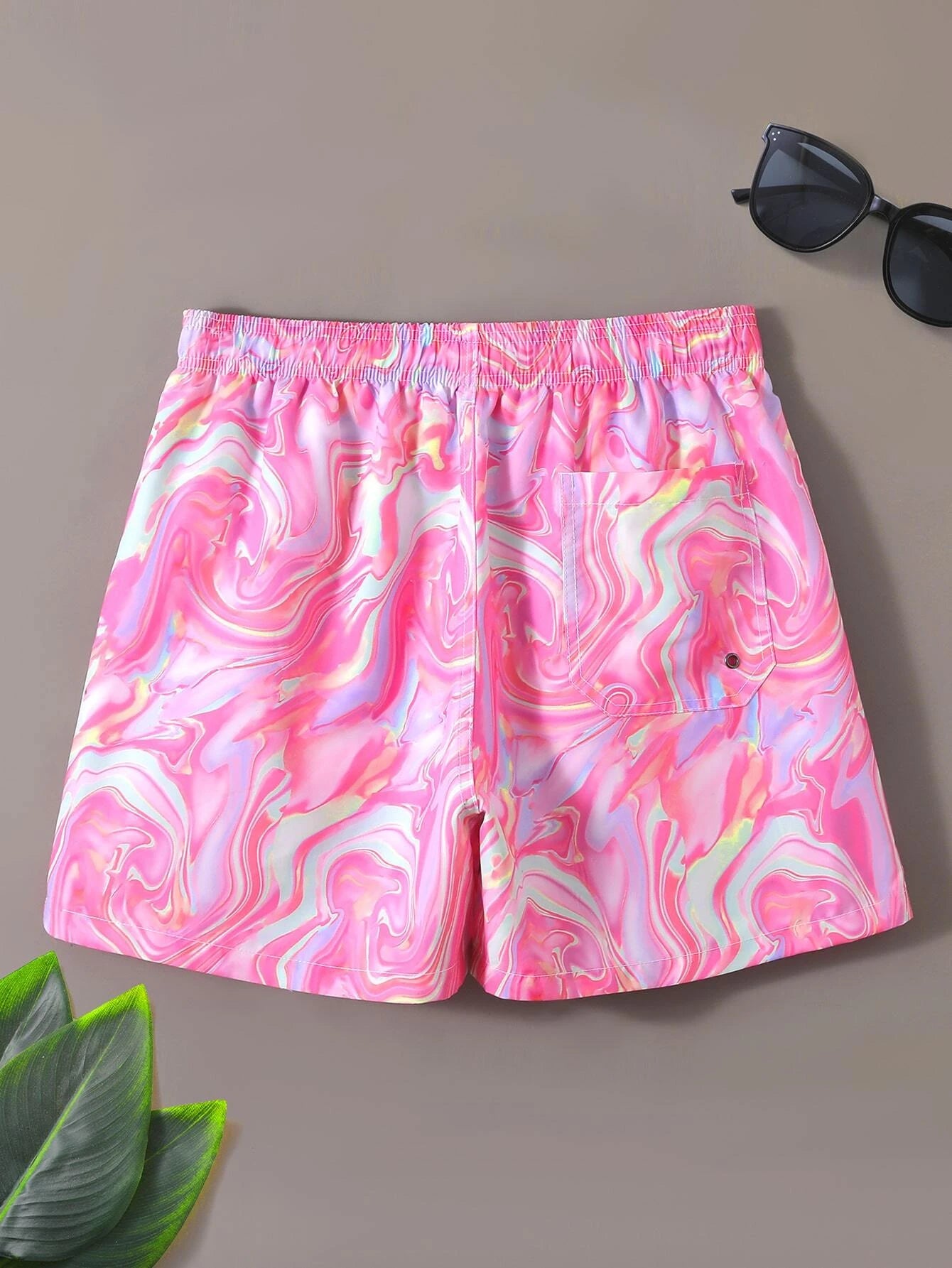 Casual Printed Swim Trunks-Waves And Trunks