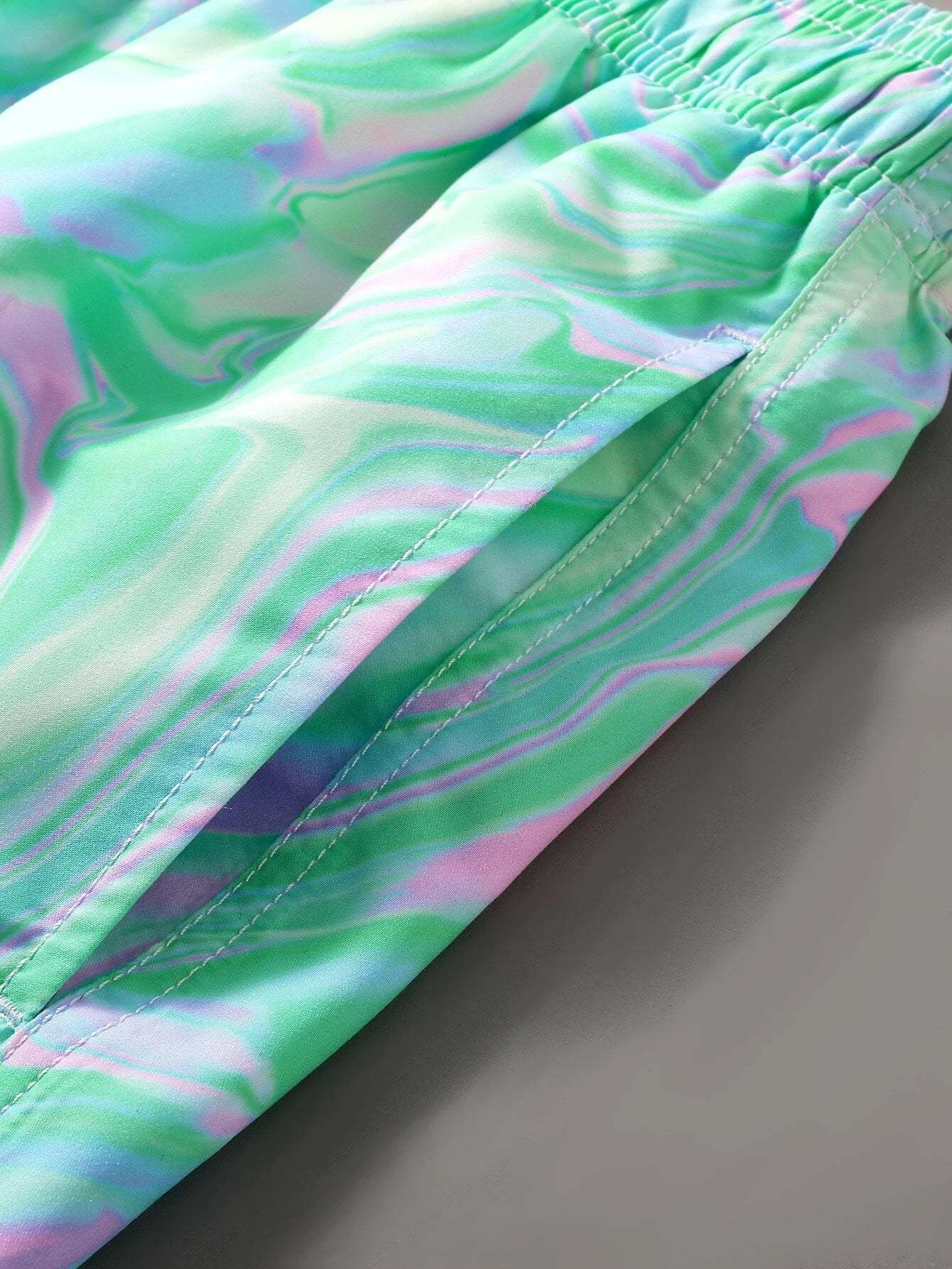 Allover Print Drawstring Waist Swim Trunks-Waves And Trunks