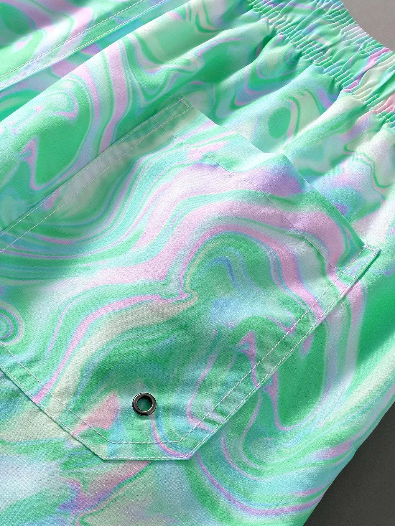 Casual Printed Swim Trunks-Waves And Trunks