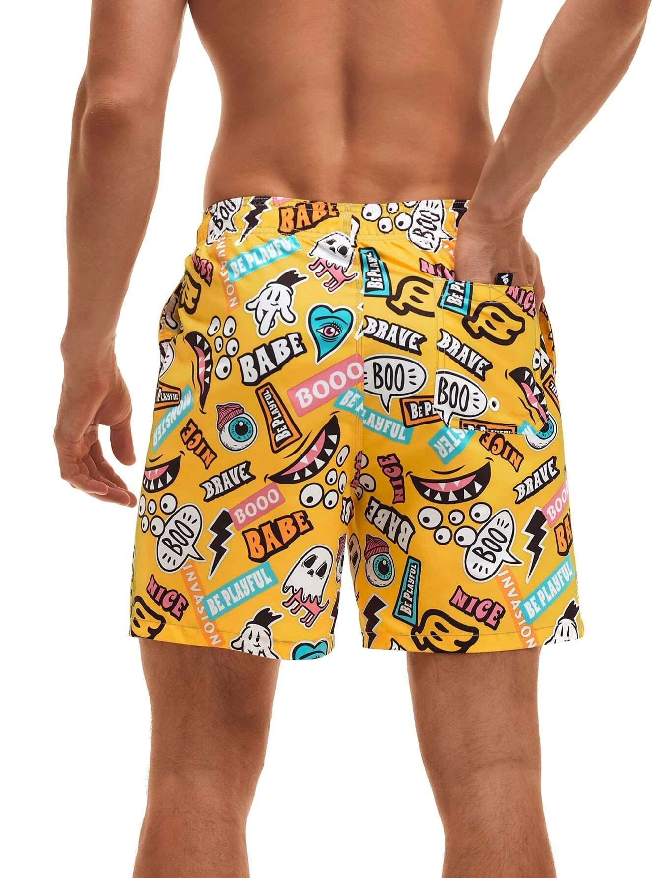 Pop Art Print Swim Shorts-Waves And Trunks