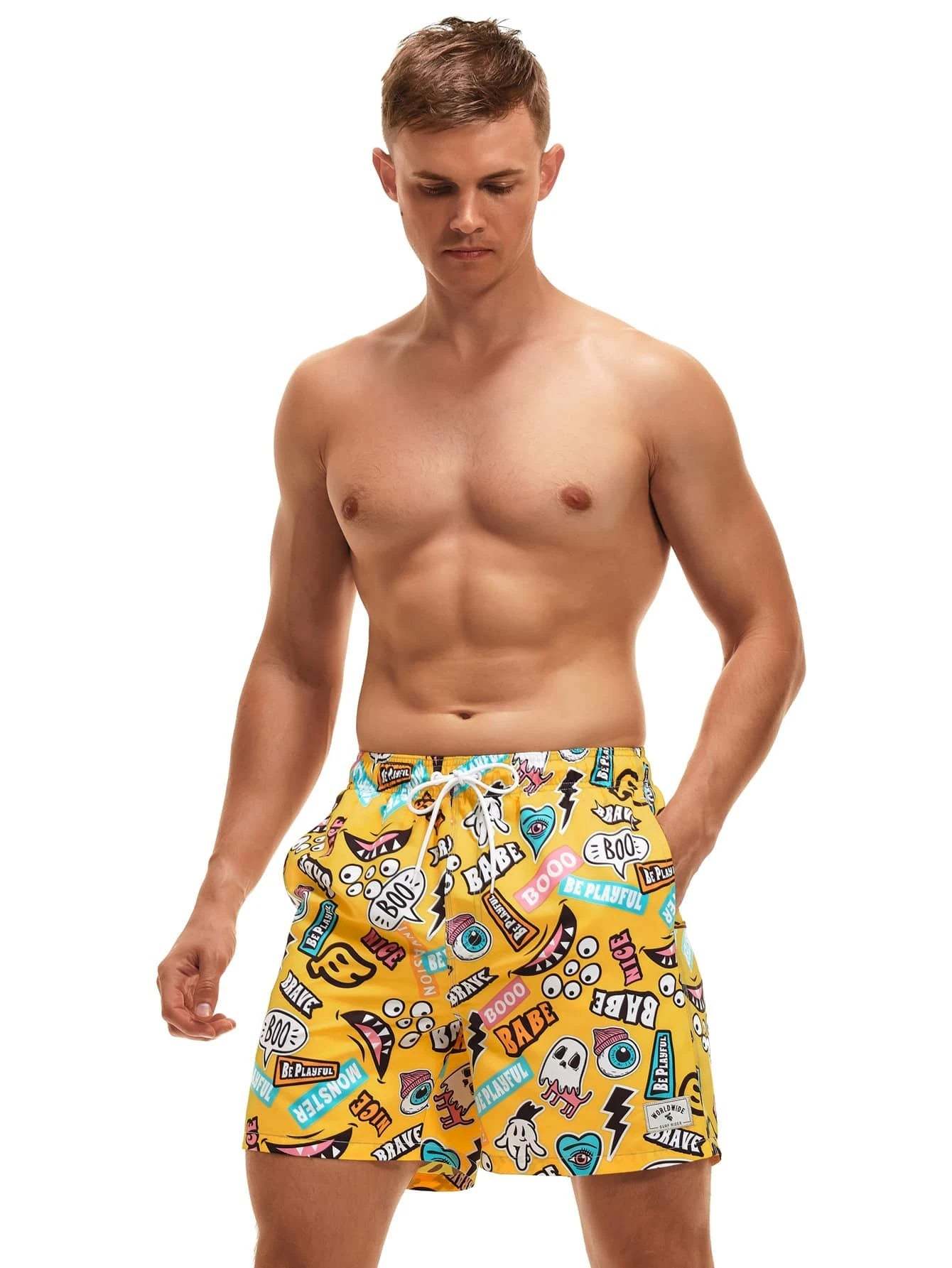 Pop Art Print Swim Shorts-Waves And Trunks