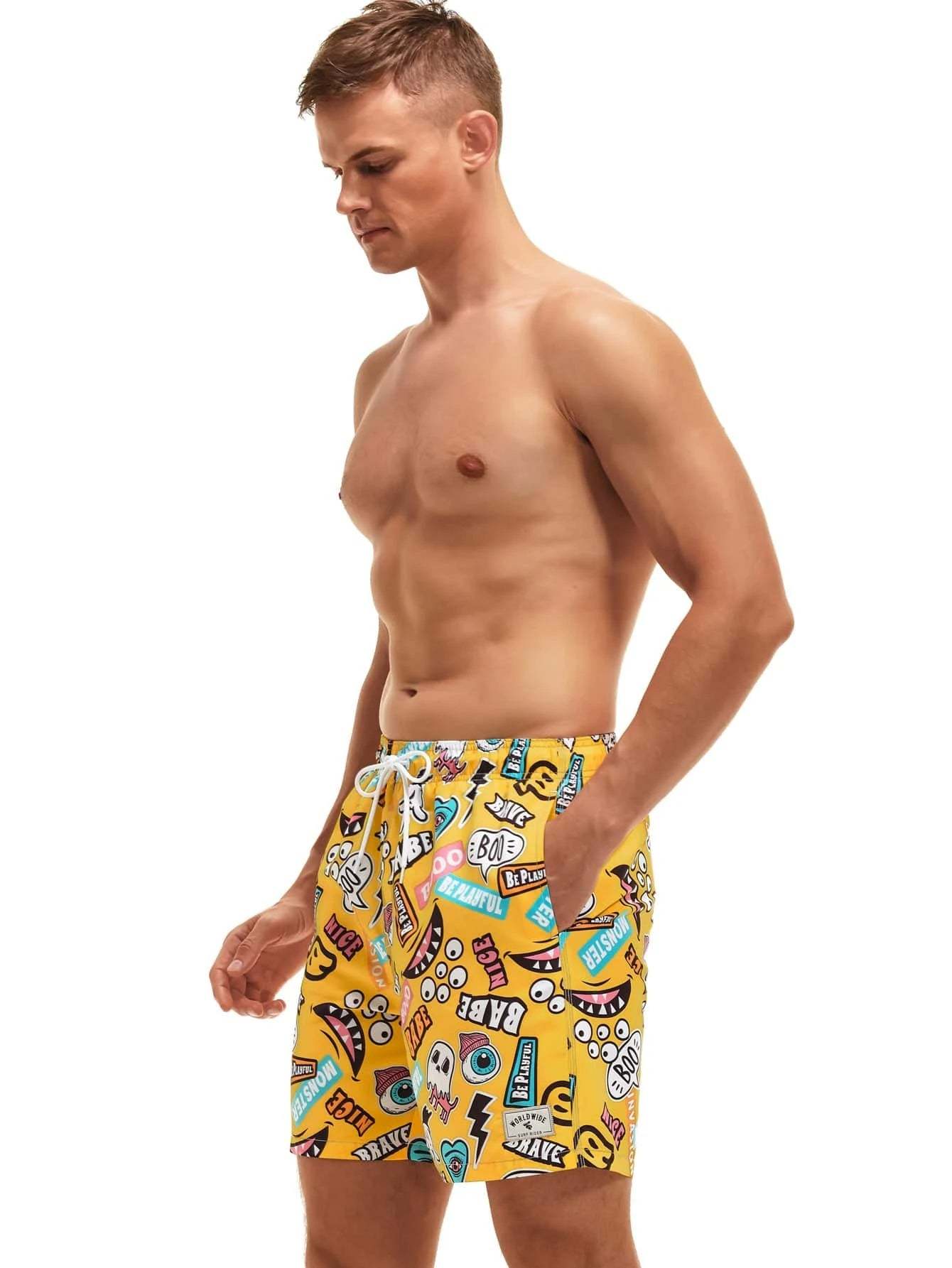 Pop Art Print Swim Shorts-Waves And Trunks
