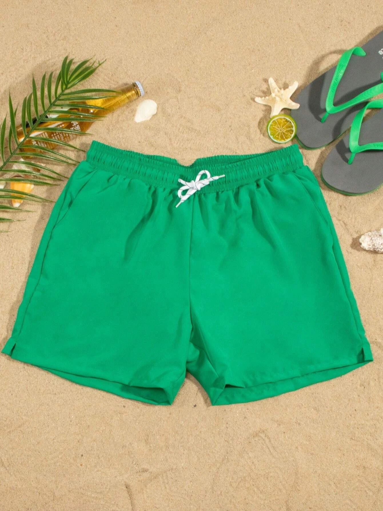 Plain Waist Swim Trunks-Waves And Trunks