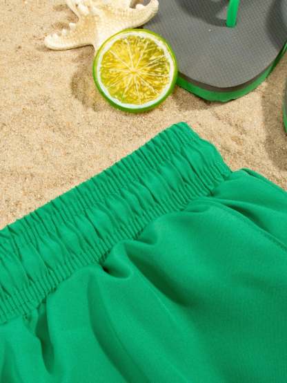 Plain Waist Swim Trunks-Waves And Trunks