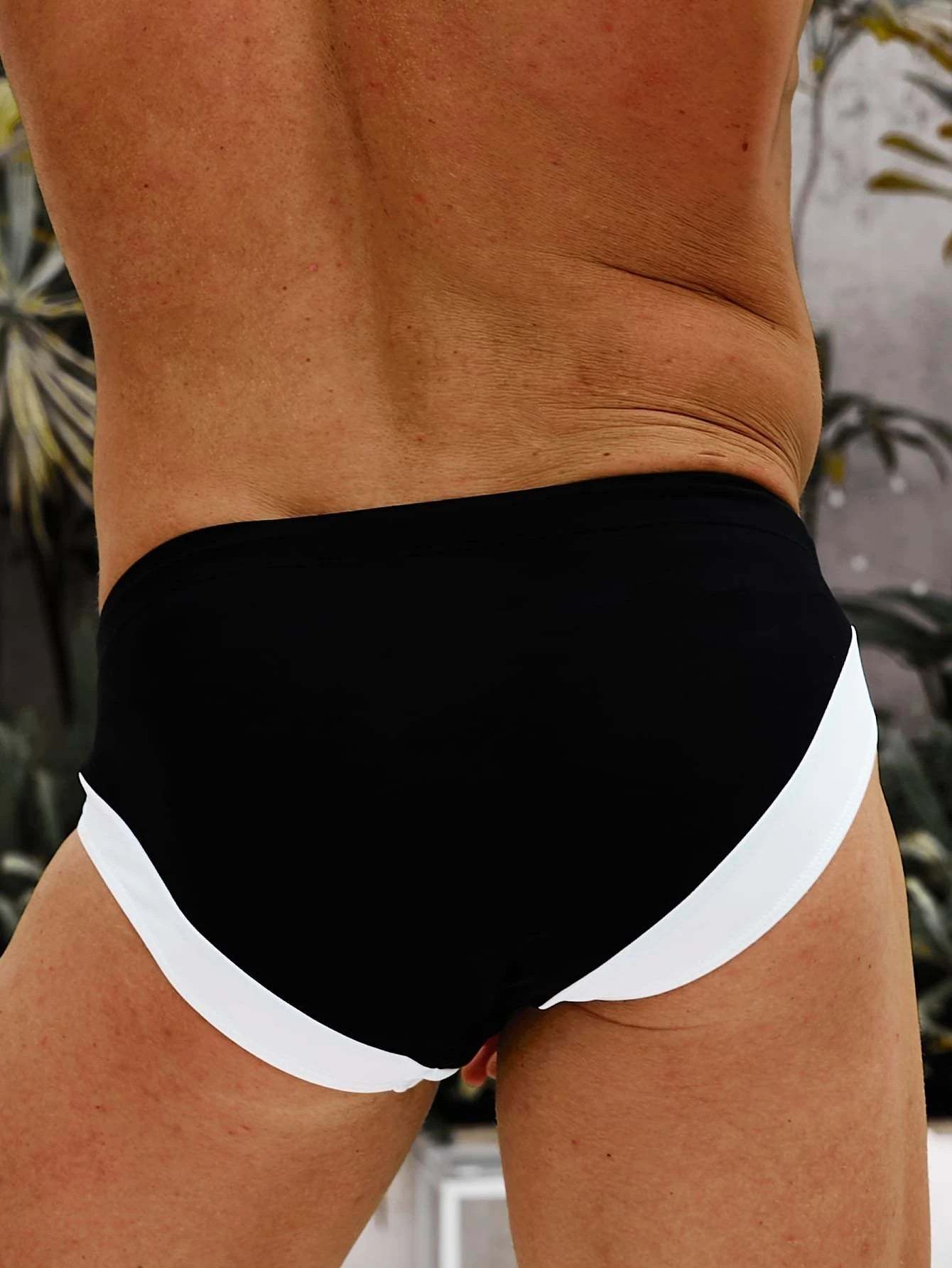 Contrast Binding Tie Front Swim Brief-Waves And Trunks