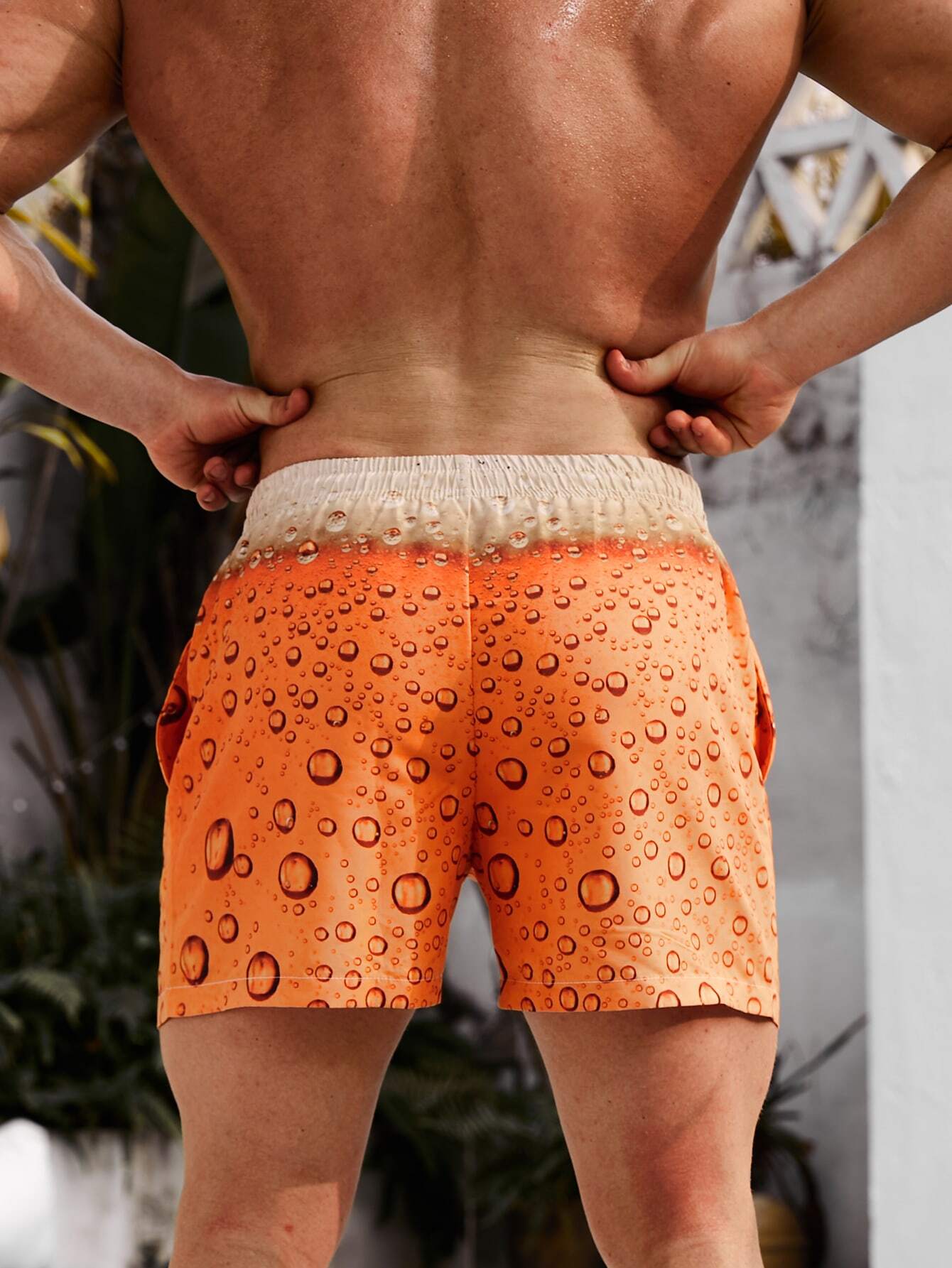 Water Droplet Printed Swim Trunks-Waves And Trunks