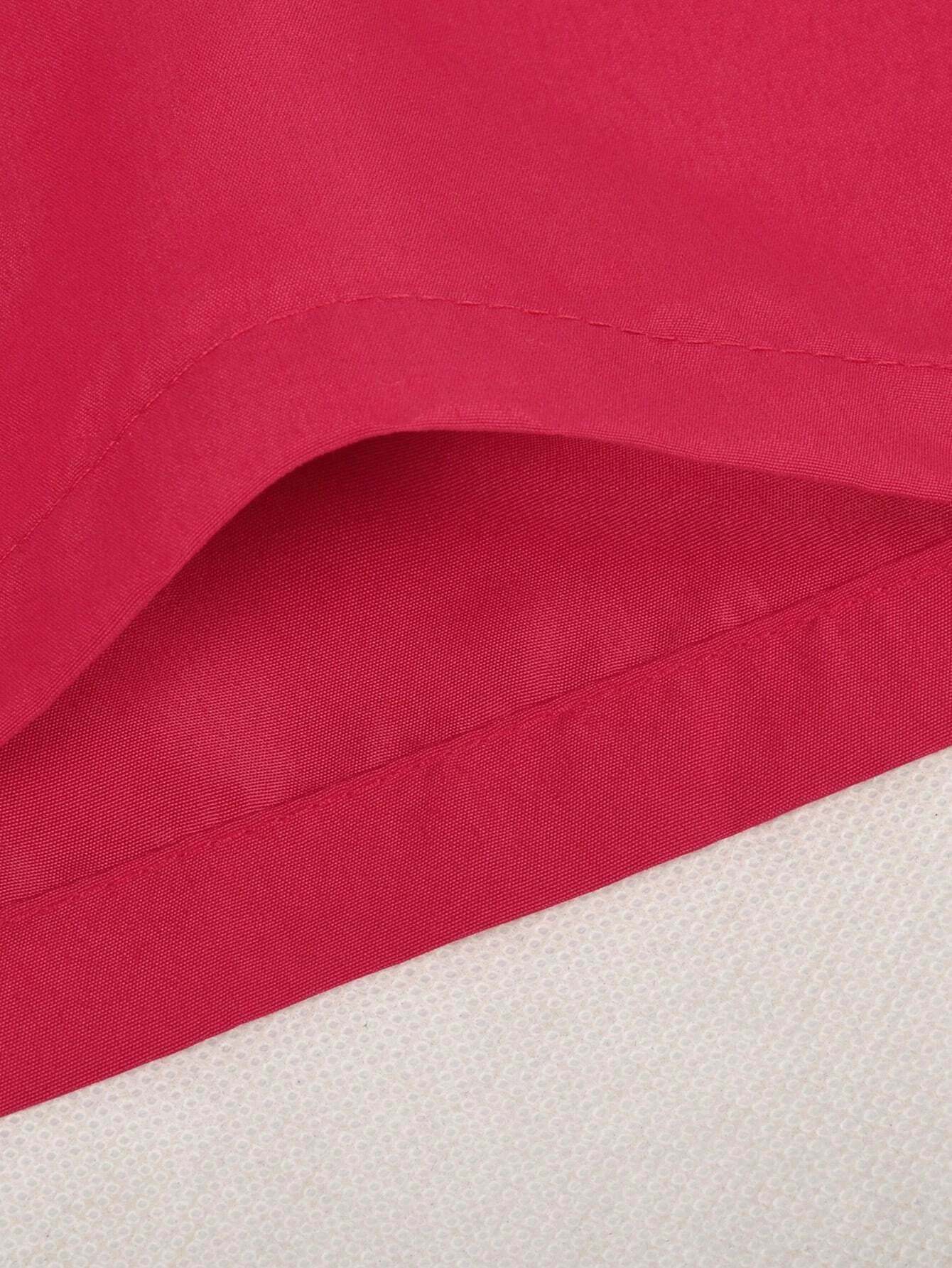 Plain Non Stretch Waist Swim Trunks With Pocket-Waves And Trunks