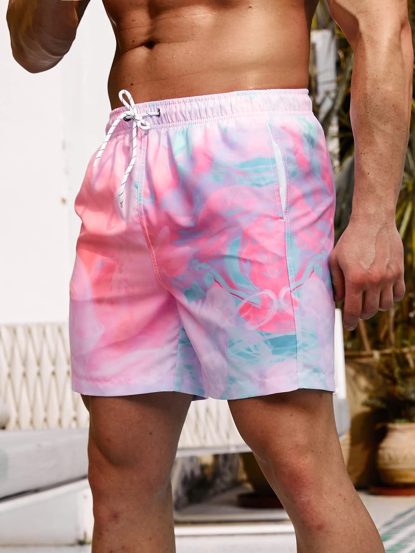 Allover Print Waist Trunks-Waves And Trunks