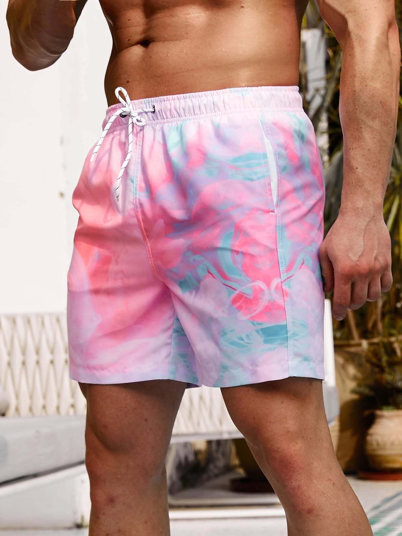Allover Print Waist Trunks-Waves And Trunks