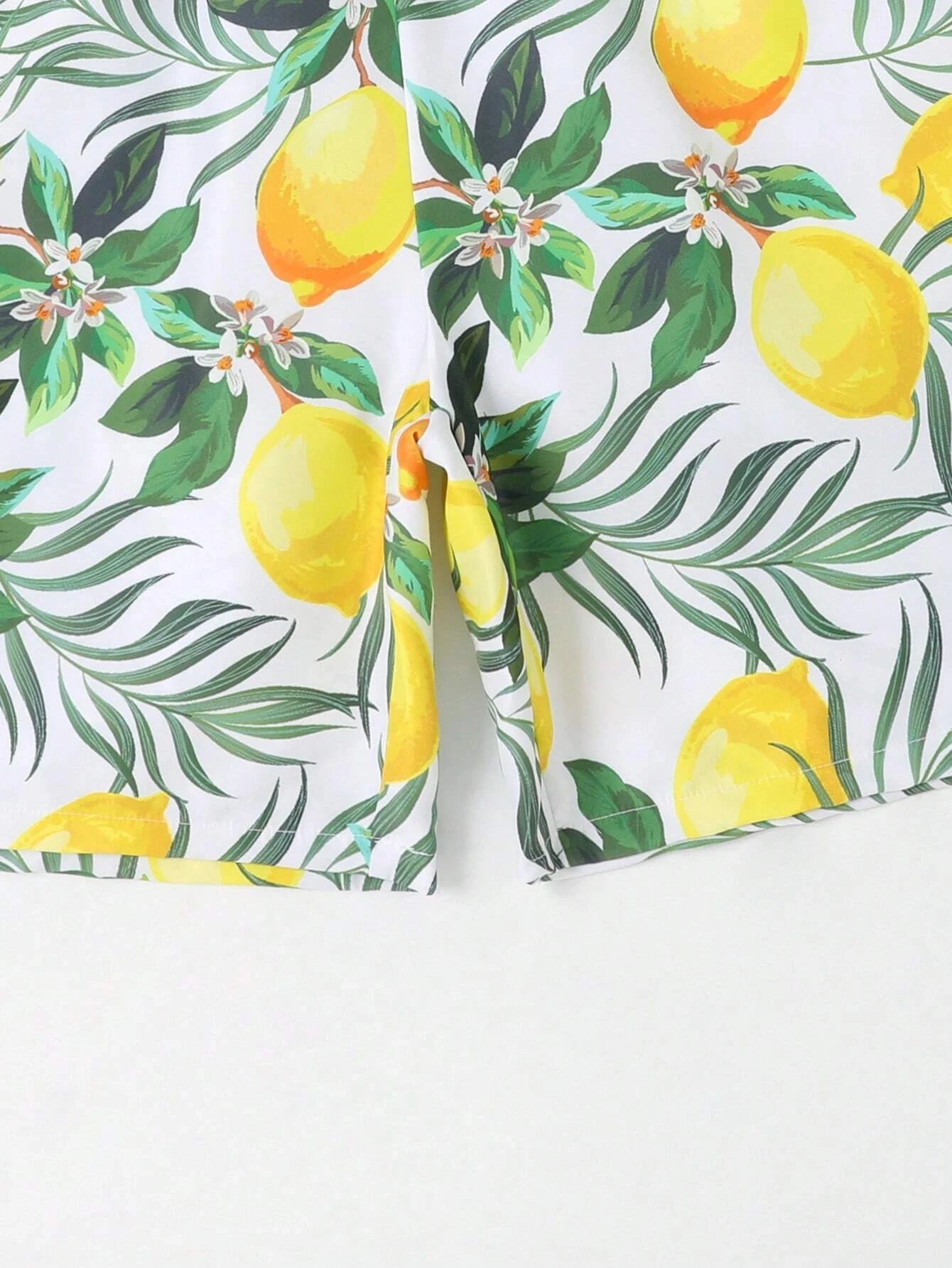 Lemon Print Drawstring  Swim Trunks-Waves And Trunks