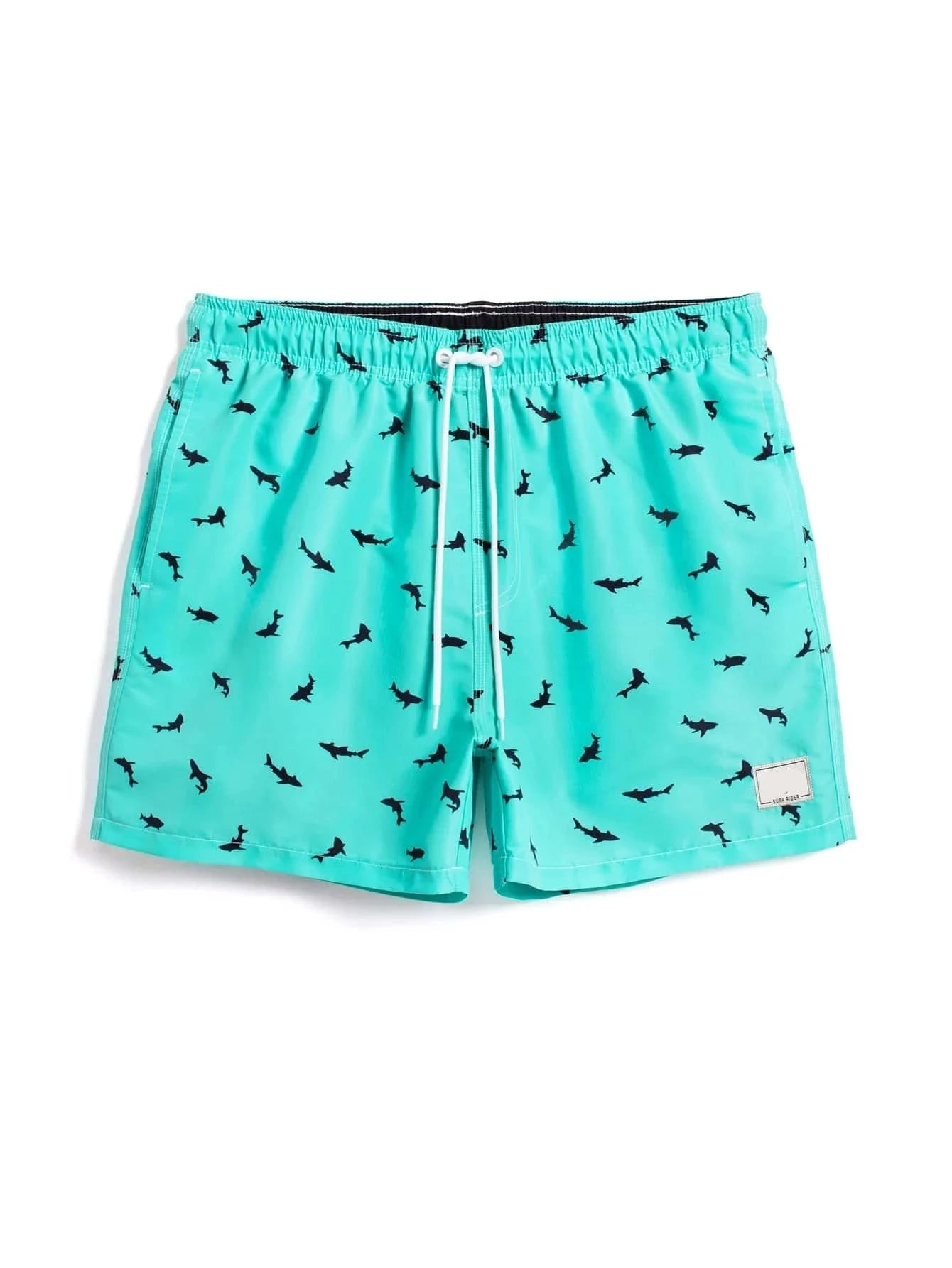 Non Stretch Allover Print Drawstring Waist Swim Trunks-Waves And Trunks