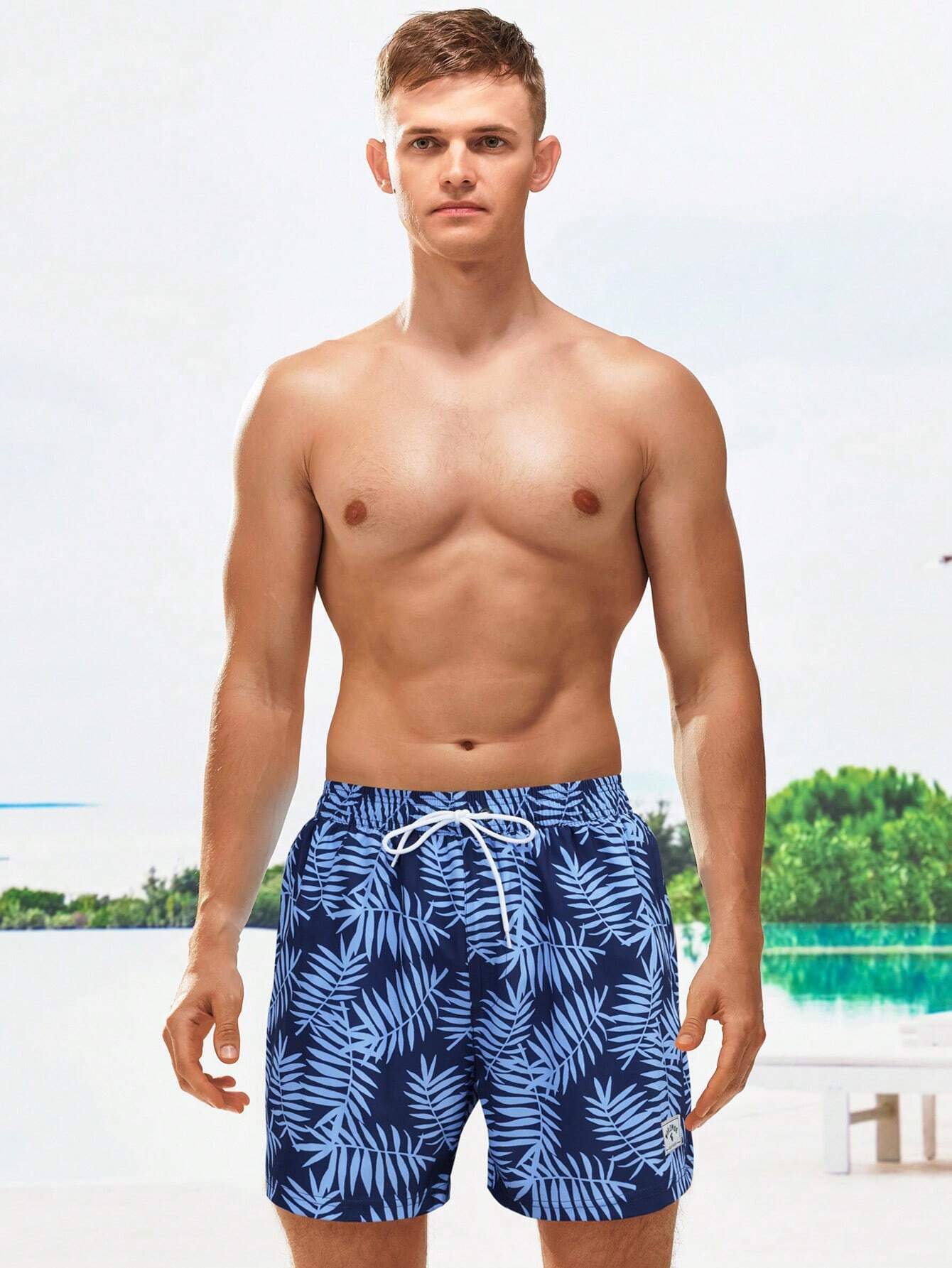 Tropical Print 2 In 1 Swim Trunks-Waves And Trunks