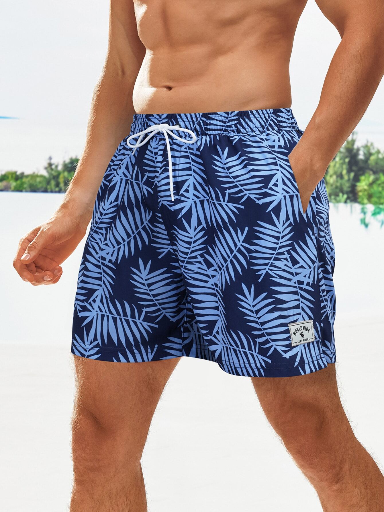 Tropical Print 2 In 1 Swim Trunks-Waves And Trunks