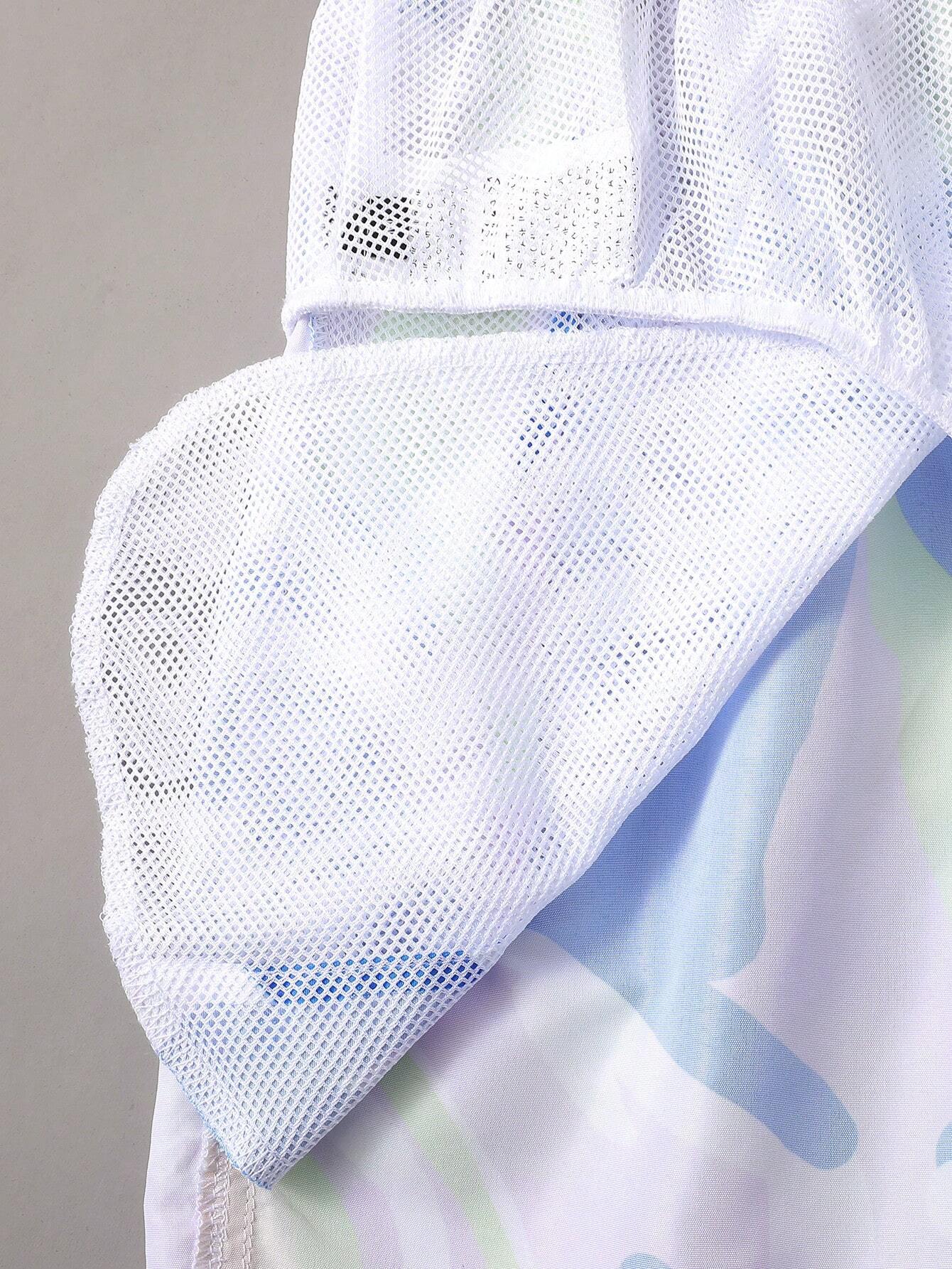 Drawstring Waist Printed Swim Trunks-Waves And Trunks