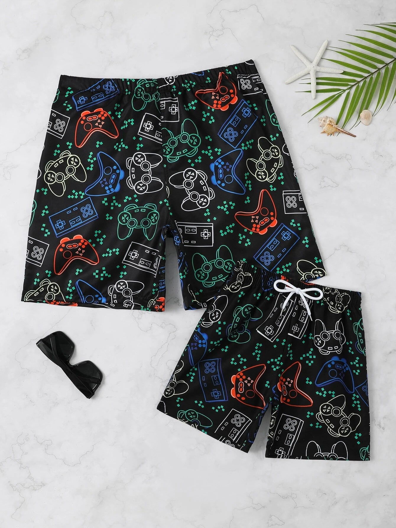 Gamepad Print Swim Shorts-Waves And Trunks