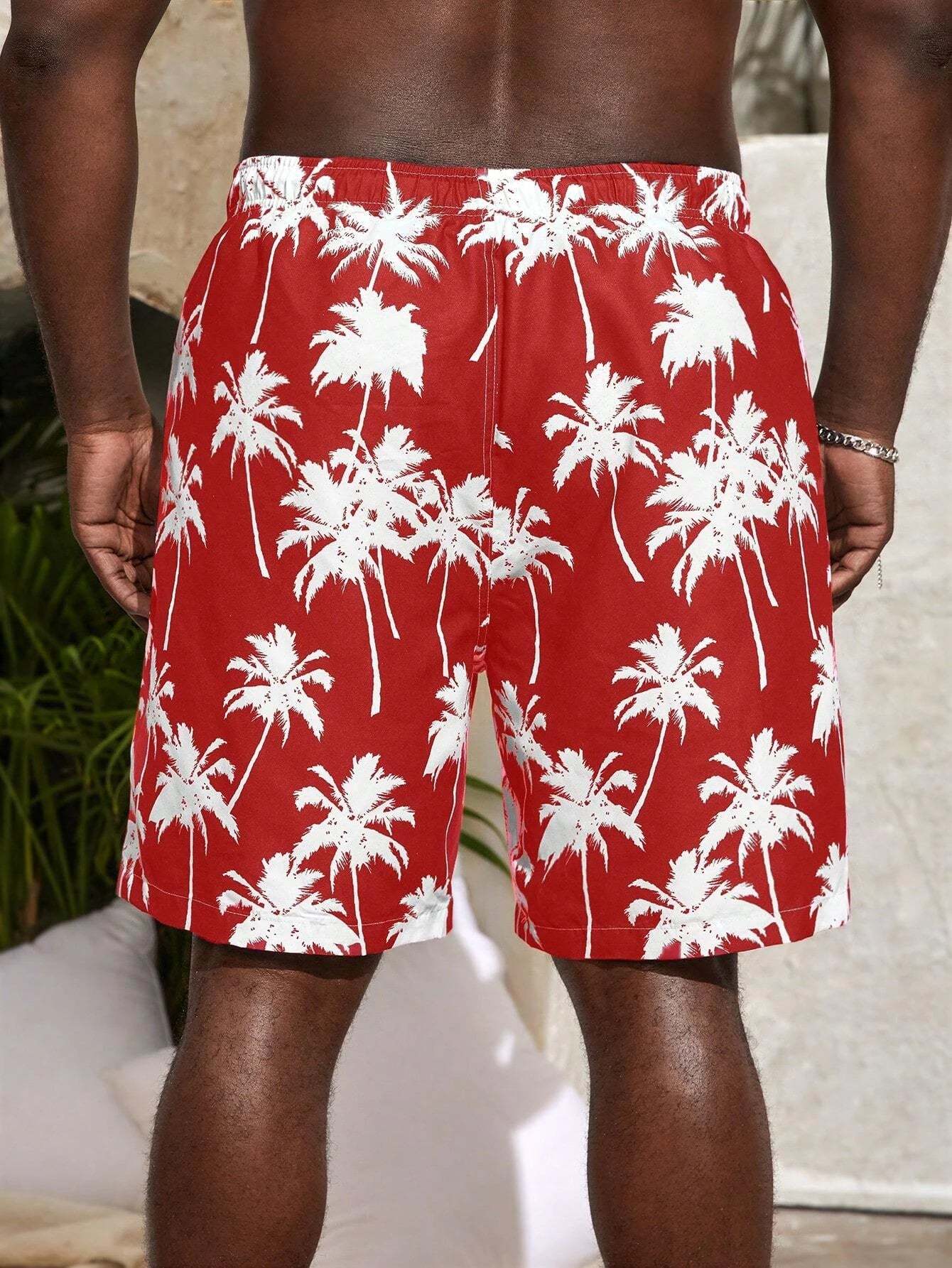 Coconut Tree Print Beach Shorts-Waves And Trunks