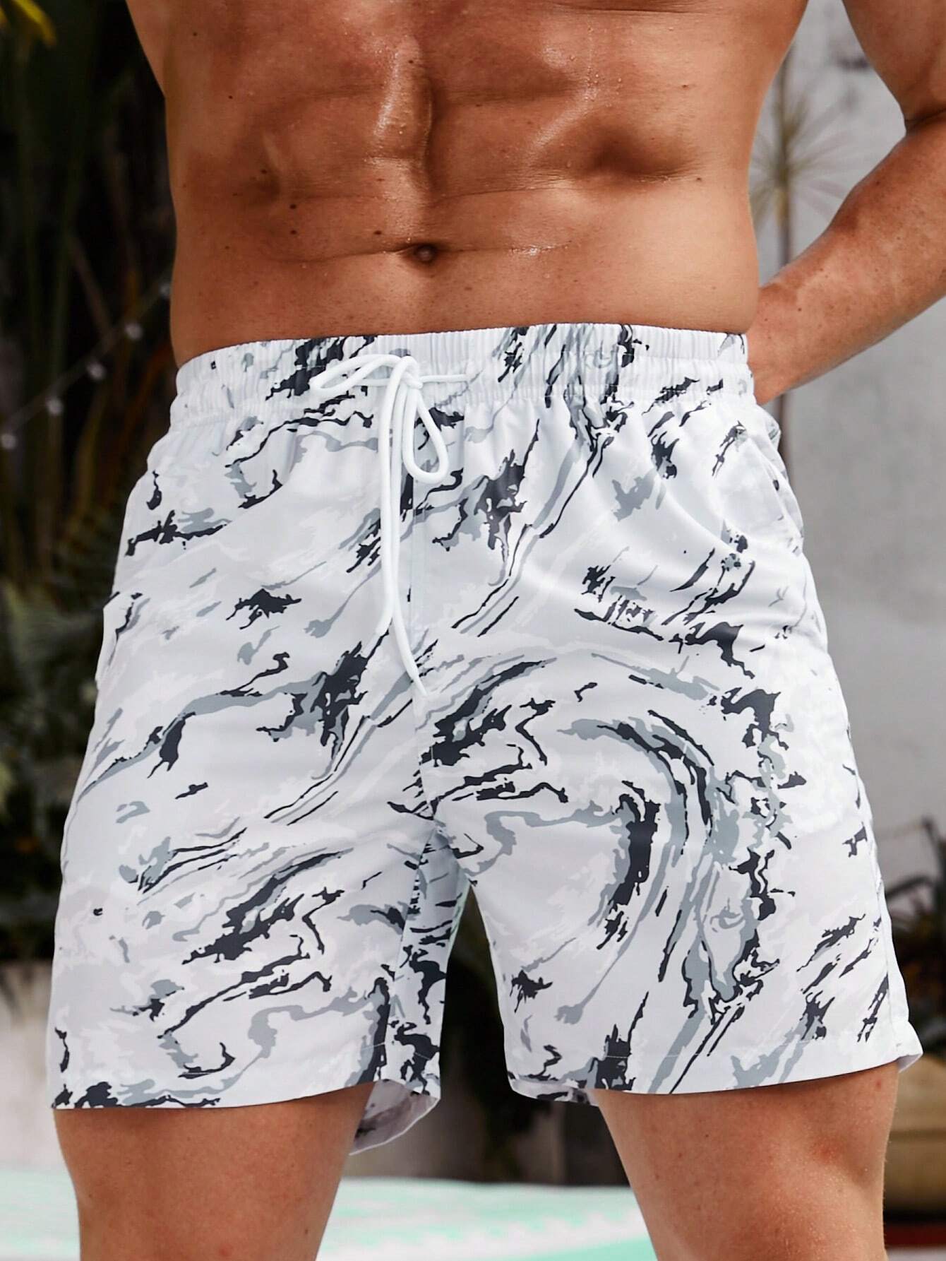 Stylish All Over Print Swim Trunks-Waves And Trunks