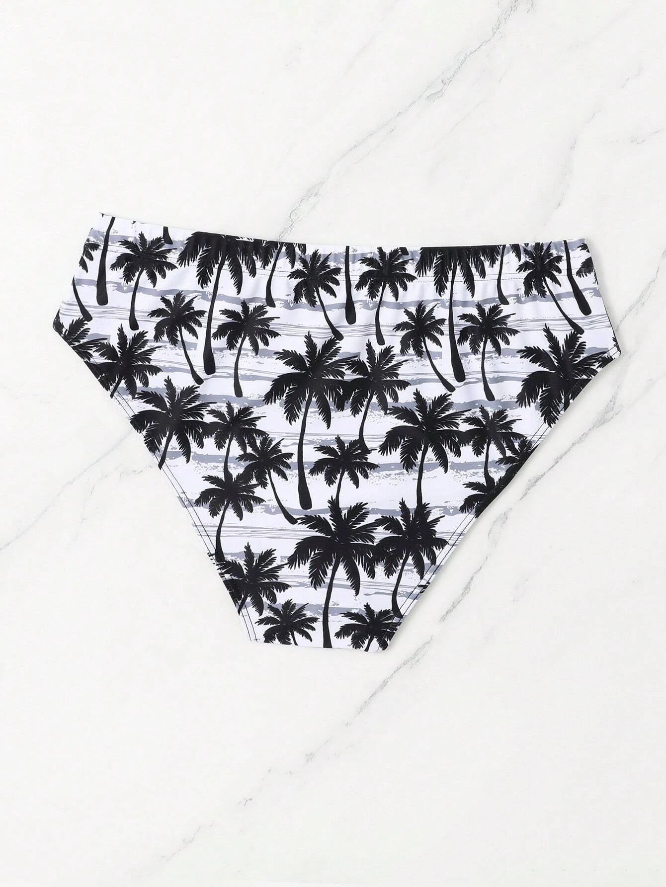 Coconut Tree Printed Swim Brief-Waves And Trunks