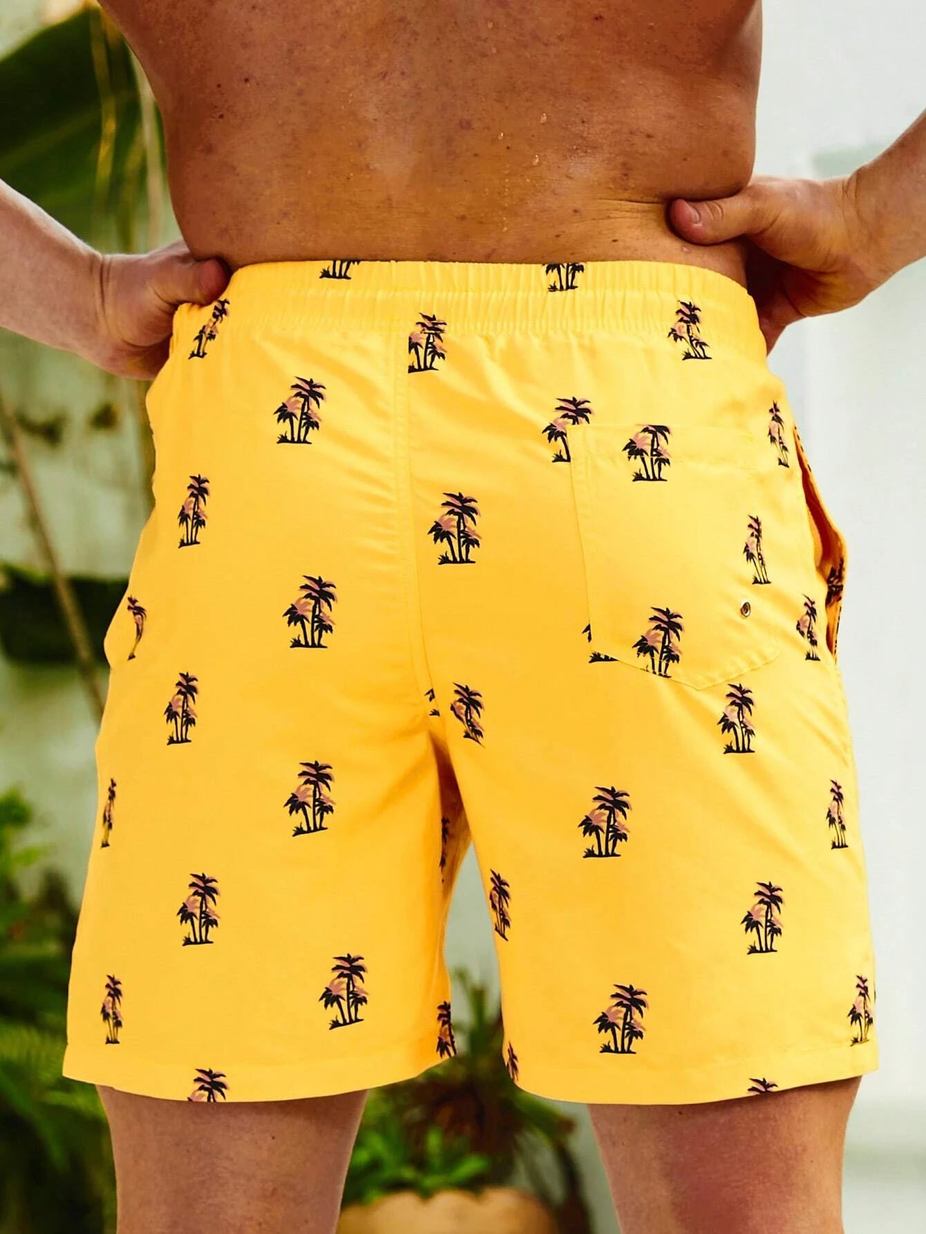 Allover Print Non Stretch Swim Trunks-Waves And Trunks