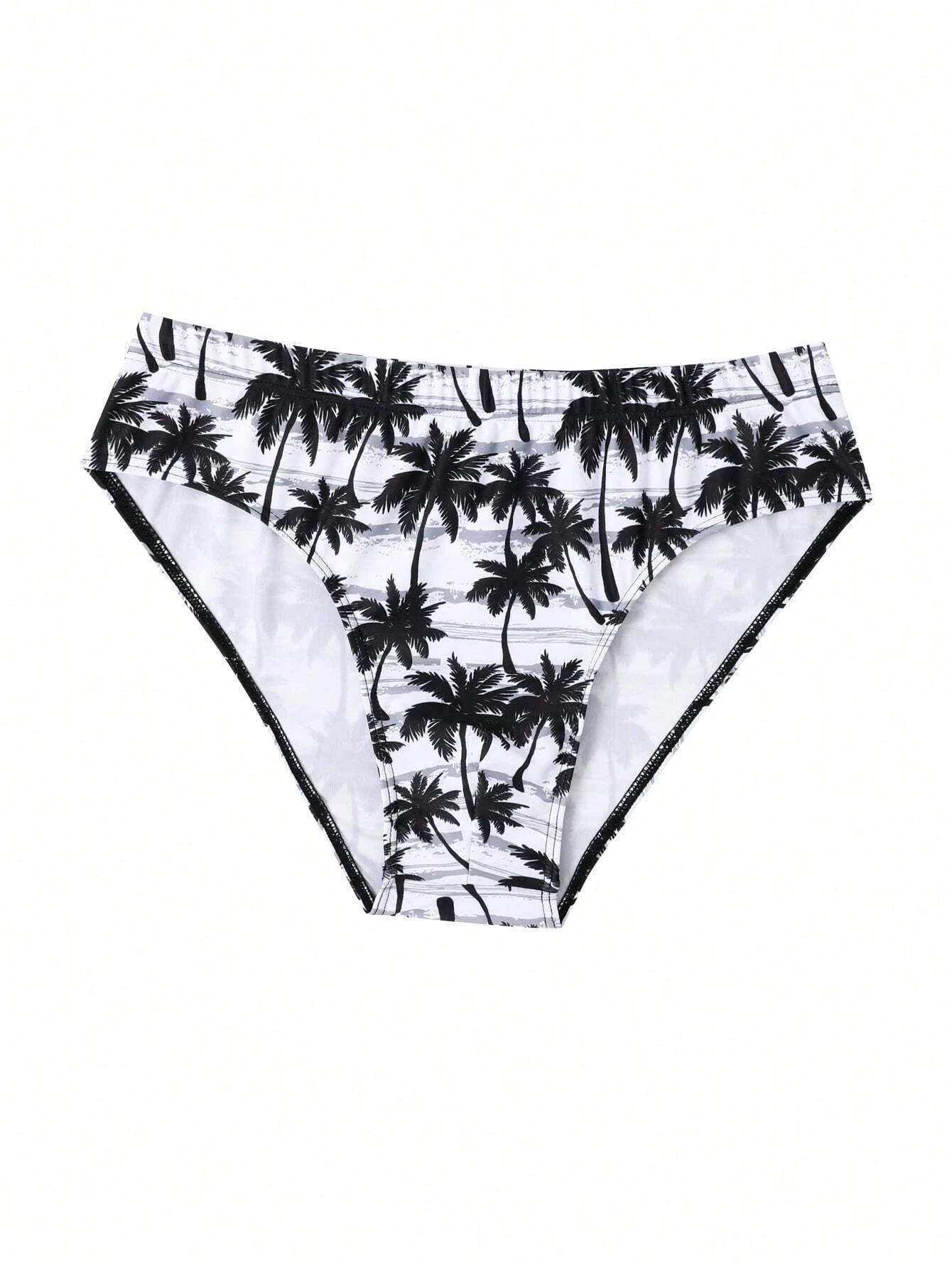 Coconut Tree Printed Swim Brief-Waves And Trunks