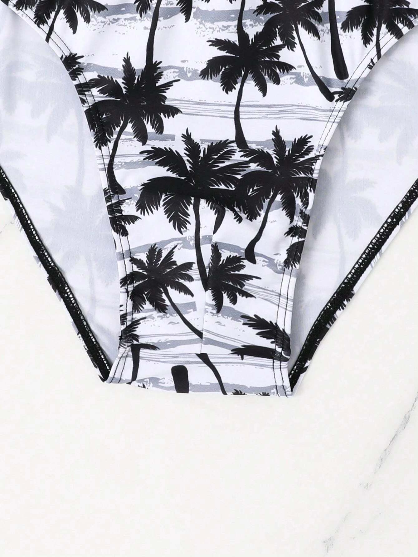 Coconut Tree Printed Swim Brief-Waves And Trunks