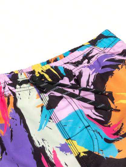 Colorful Allover Print Swim Shorts-Waves And Trunks