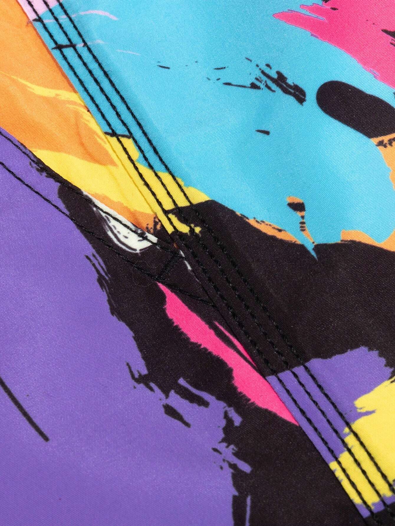 Colorful Allover Print Swim Shorts-Waves And Trunks