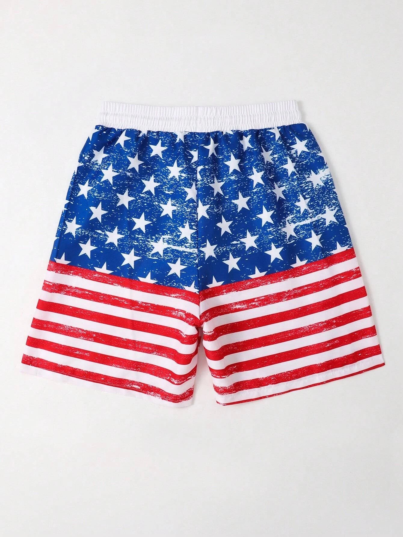 Flag Print Swim Shorts-Waves And Trunks
