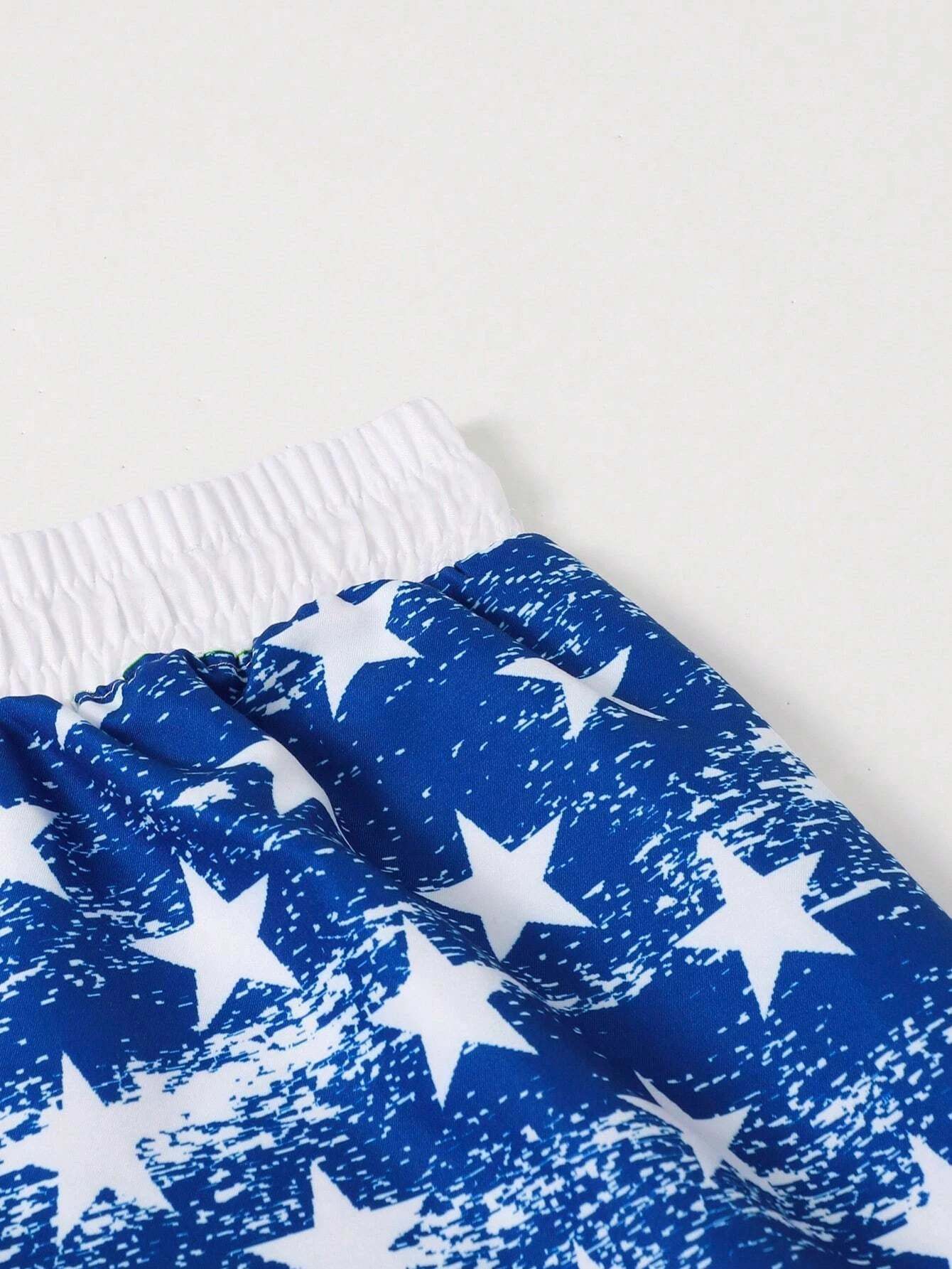 Flag Print Swim Shorts-Waves And Trunks