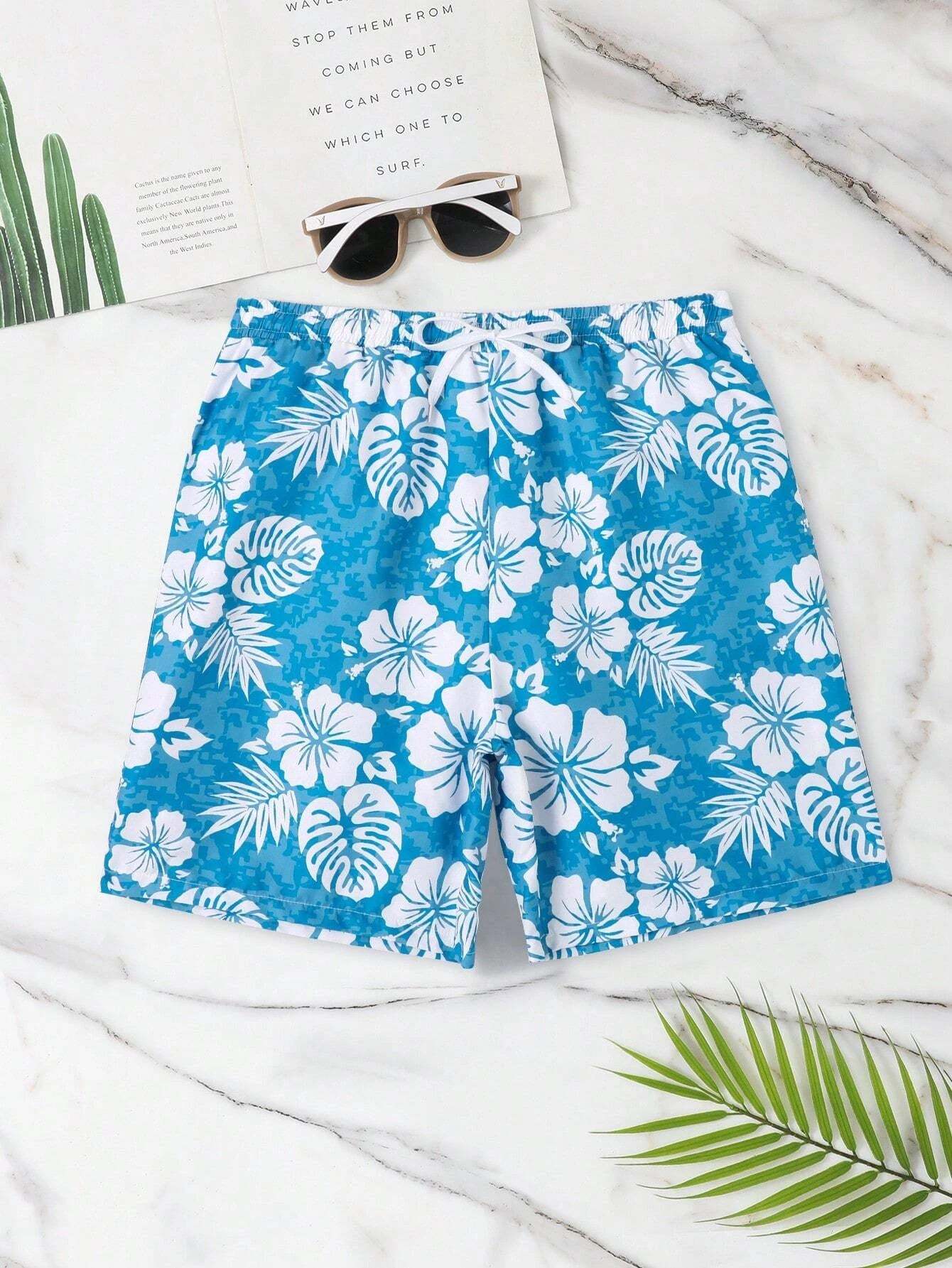 Tropical Print Swim Trunks-Waves And Trunks