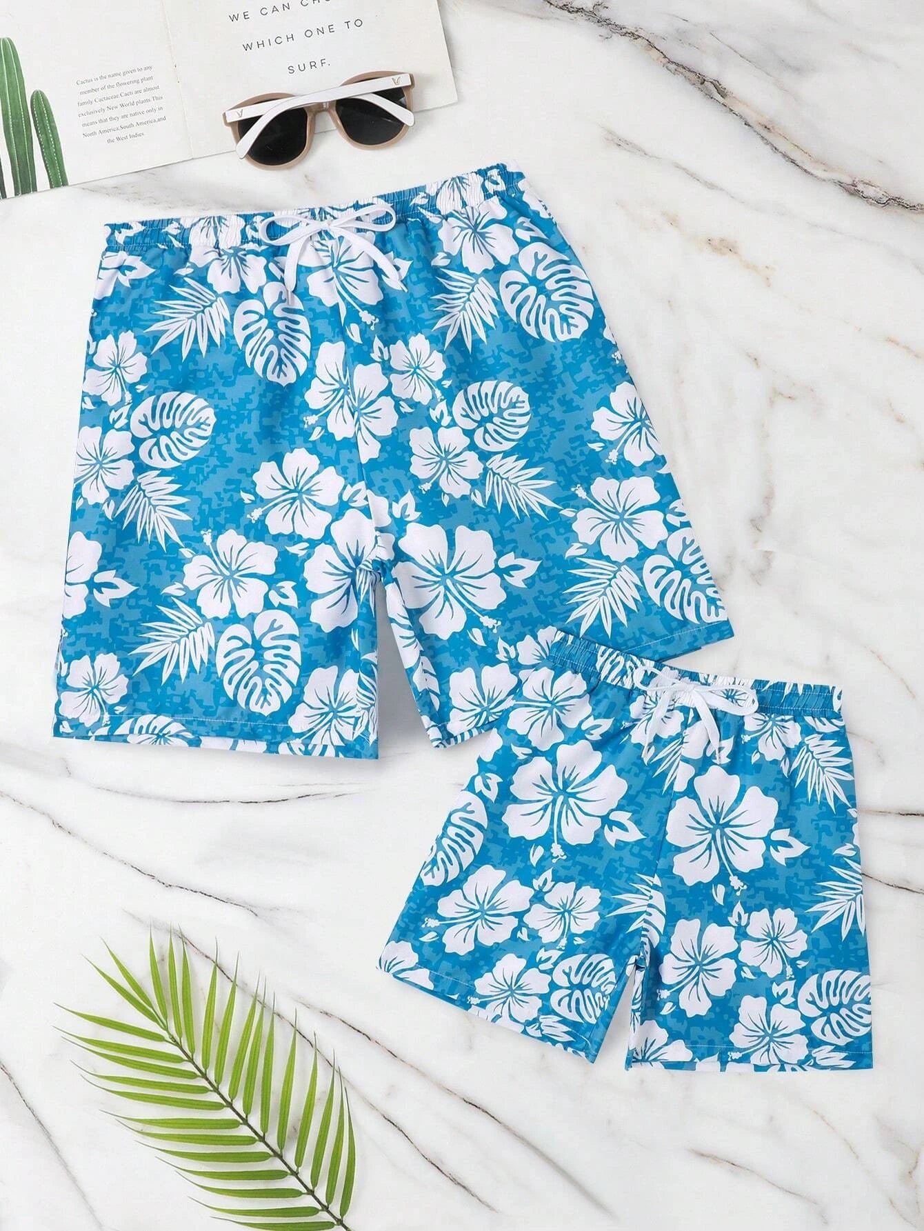 Tropical Print Swim Trunks-Waves And Trunks