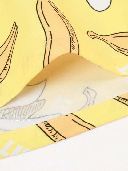 Banana Print Drawstring Waist Swim Shorts-Waves And Trunks