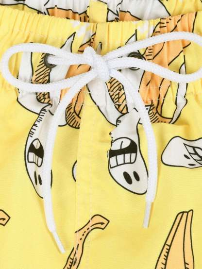 Banana Print Drawstring Waist Swim Shorts-Waves And Trunks