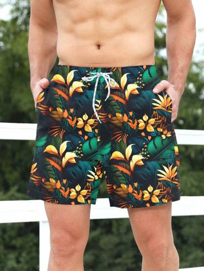 Tropical Waist Swim Trunks-Waves And Trunks