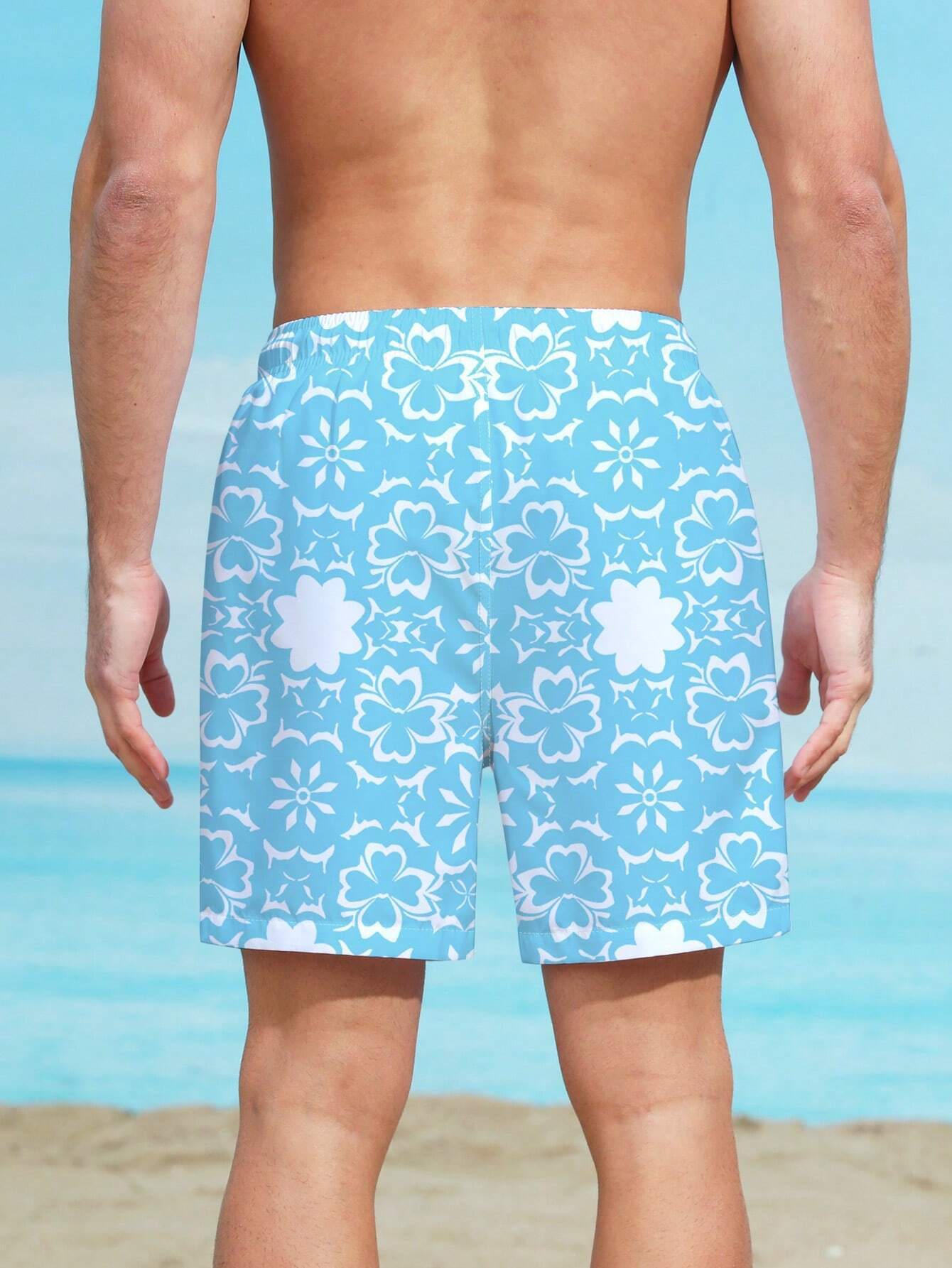 Non Stretch Drawstring Waist Swim Trunks-Waves And Trunks