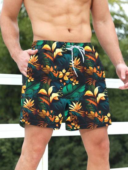 Tropical Waist Swim Trunks-Waves And Trunks