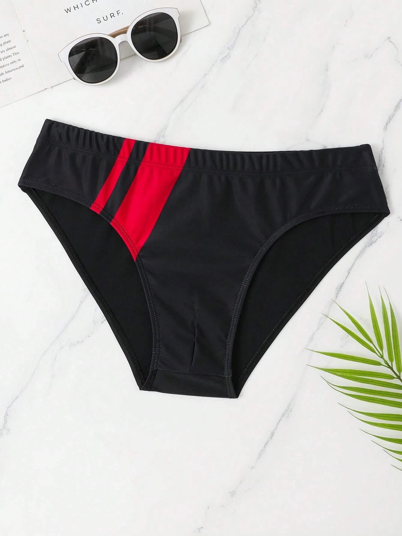 Contrast Panel Swim Brief-Waves And Trunks