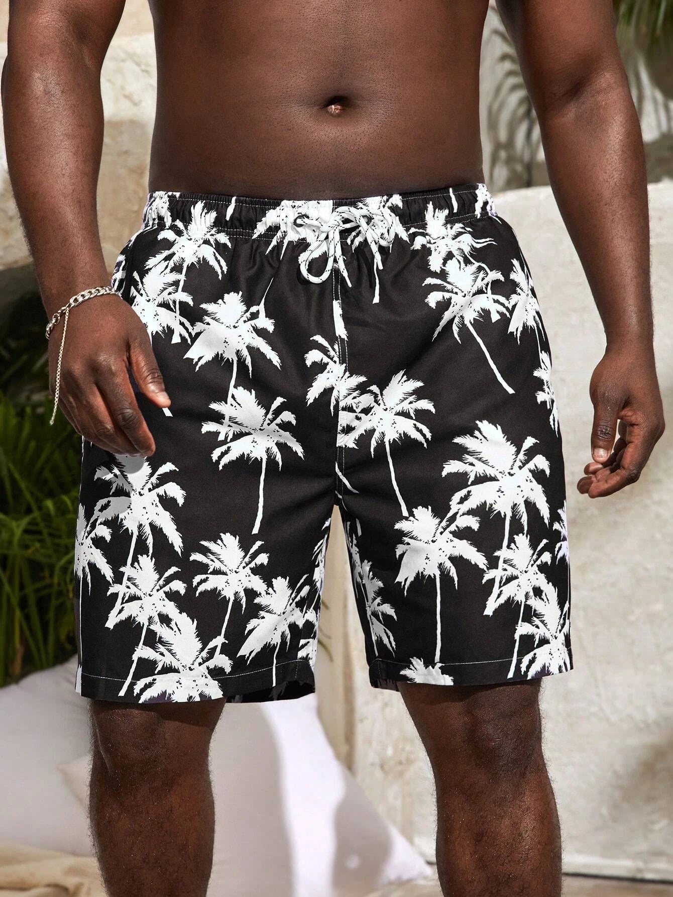 Coconut Tree Print Beach Shorts-Waves And Trunks