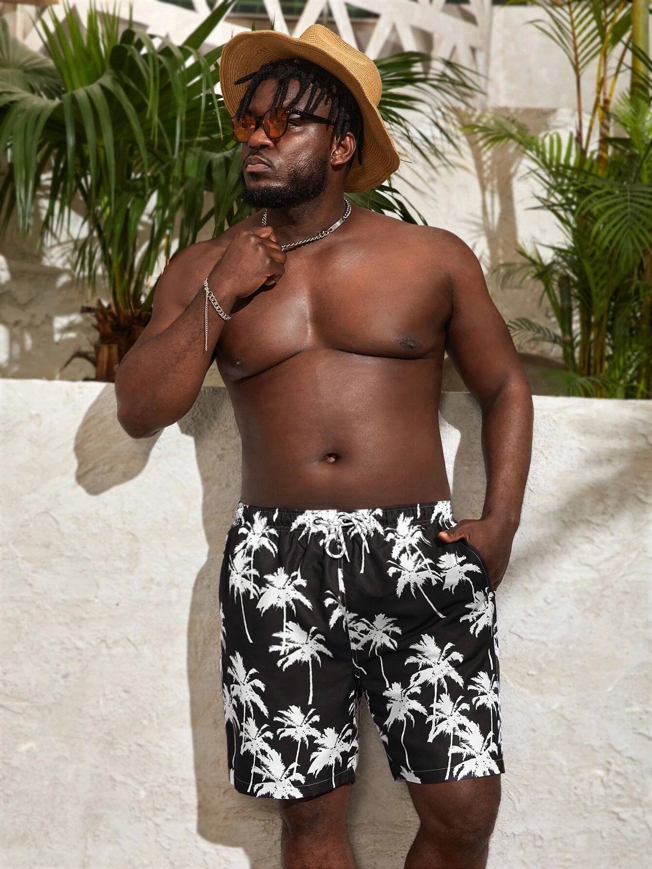 Coconut Tree Print Beach Shorts-Waves And Trunks