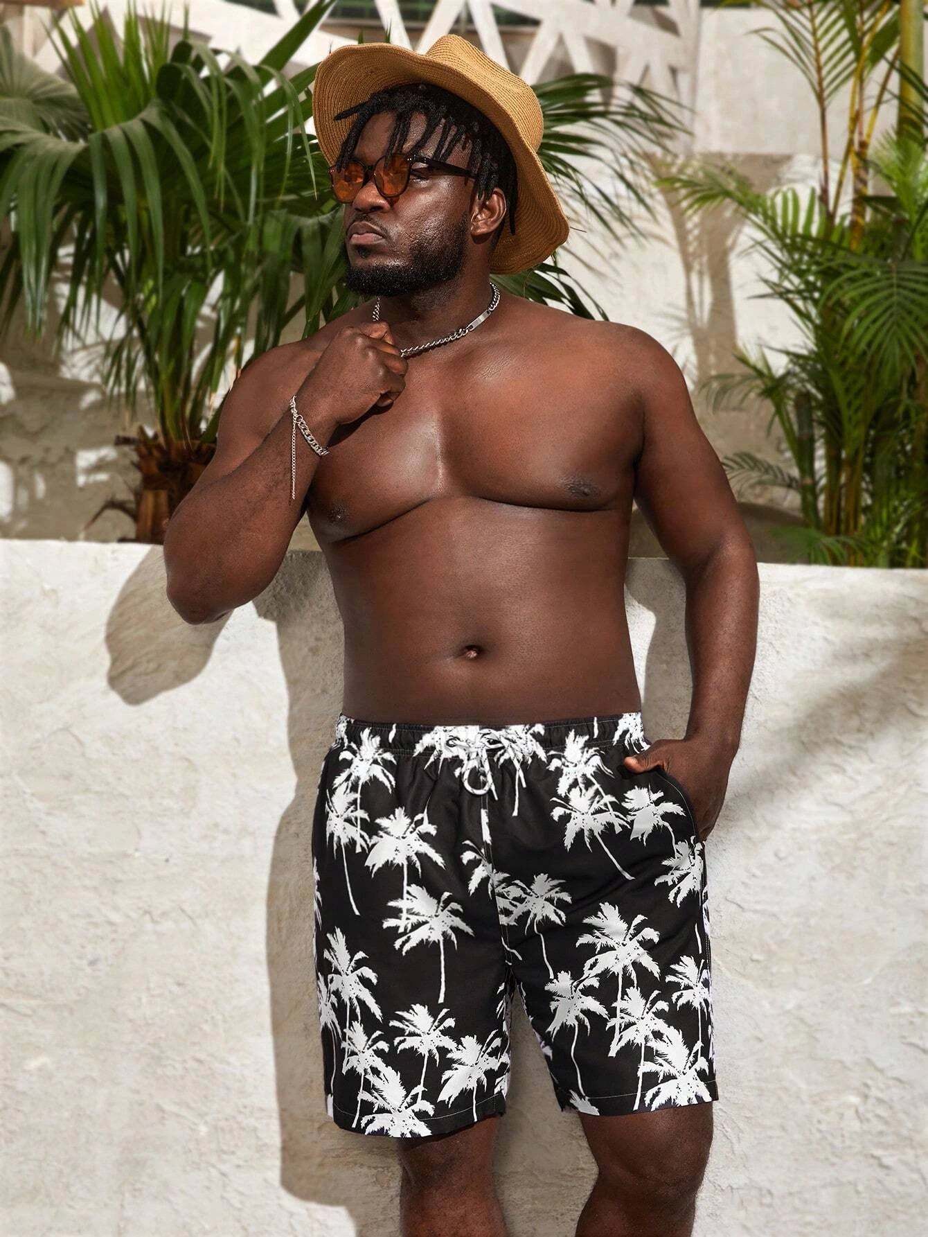 Coconut Tree Print Beach Shorts-Waves And Trunks