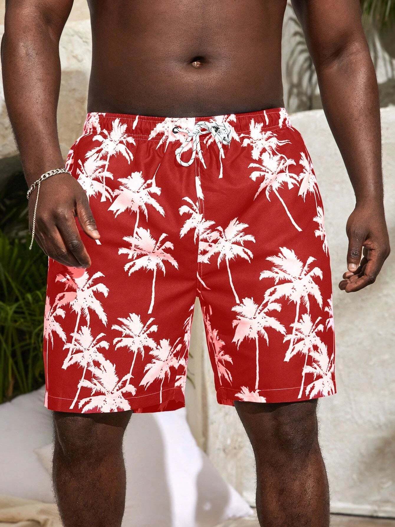 Coconut Tree Print Beach Shorts-Waves And Trunks