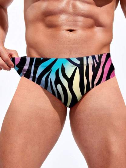 Zebra Striped Swim Brief-Waves And Trunks
