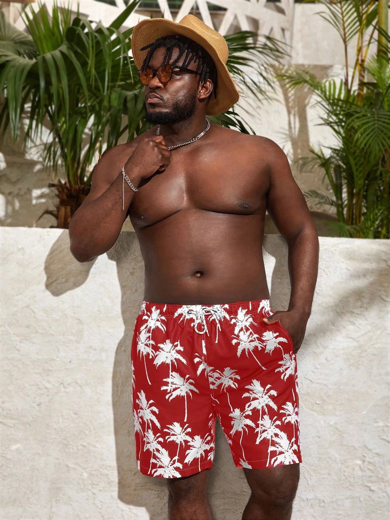 Coconut Tree Print Beach Shorts-Waves And Trunks